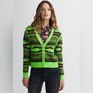 Manoush Orla Cardigan Sweater Graphic Knit Designer Womens M